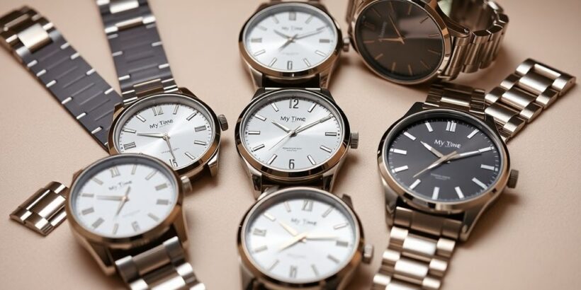 My Time Herren Armbanduhren mit Metalloberflächen.