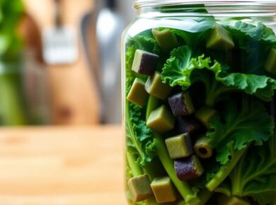 Gummistücke in einem Glas Grünkohl, Warnung vor Rückruf.