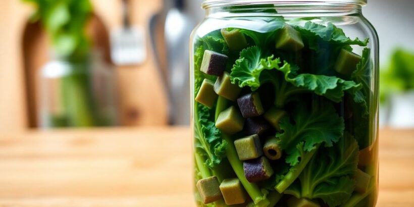 Gummistücke in einem Glas Grünkohl, Warnung vor Rückruf.