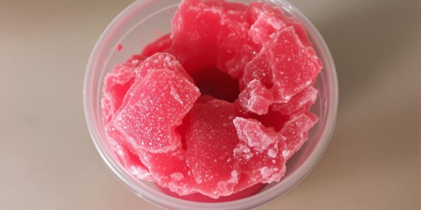 Roter Slushy im Plastikbecher