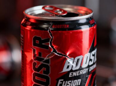 Booster Energy Drink Dose mit Berstgefahr