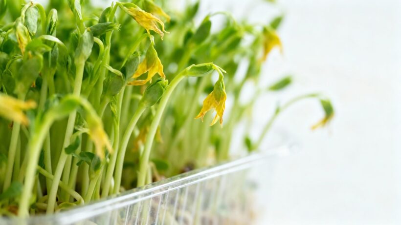 Bio-Sprossen im Fokus, leicht welk