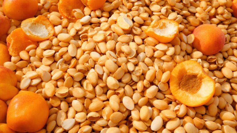 Aprikosenkerne und ganze Aprikosen