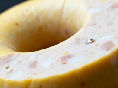 Gelbwurst Ring mit metallischem Fremdkörper