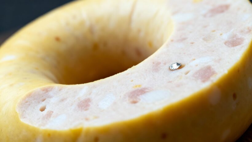 Gelbwurst Ring mit metallischem Fremdkörper