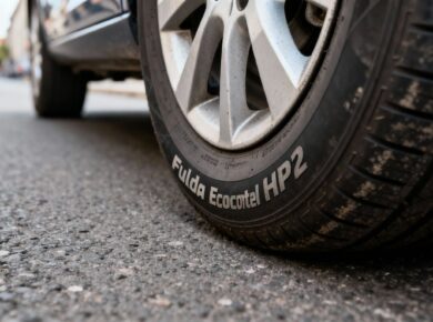 Fulda Ecocontrol HP2 Reifen auf Asphaltstraße, Nahaufnahme