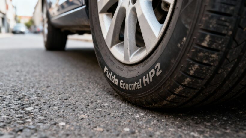 Fulda Ecocontrol HP2 Reifen auf Asphaltstraße, Nahaufnahme