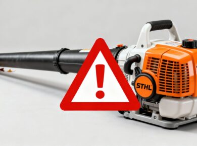STIHL Blasgerät mit Warnsymbol