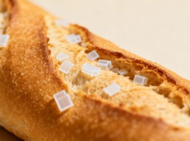 Plastikteile in Baguettebrötchen von Netto