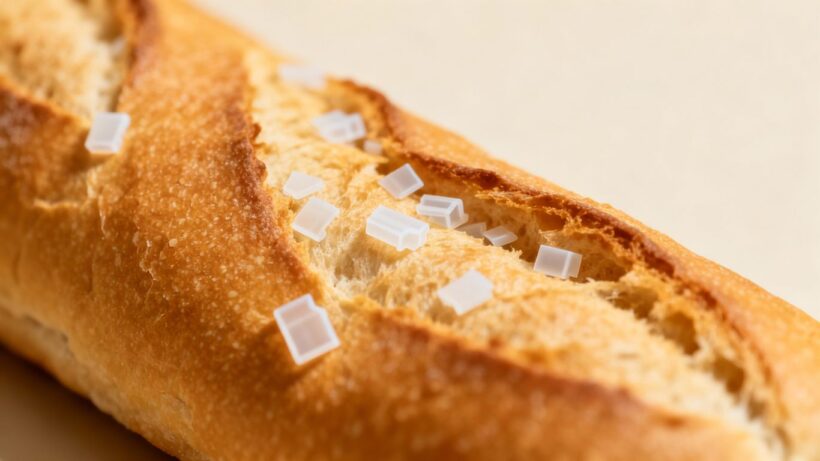 Plastikteile in Baguettebrötchen von Netto