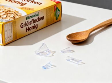 Himmeltau Grießflocken Honig mit sichtbaren Kunststoffteilen